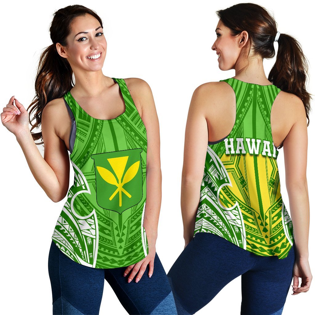 Hawaii Polynesian Women's Tank Top - Hawaiian Pattern With Seal Green - Polynesian Pride