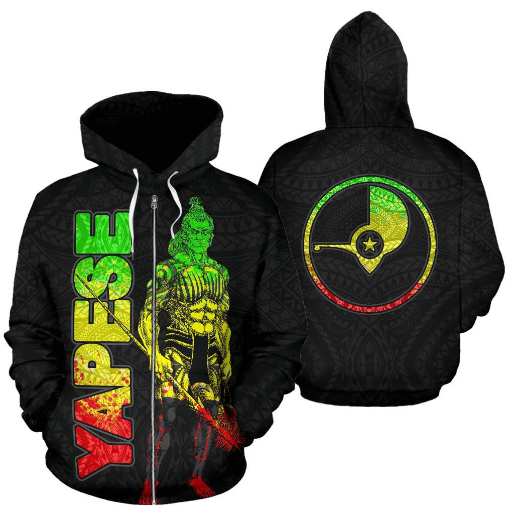 Yap Zip up Hoodie Micronesia Yapese Warrior Reggae Unisex Reggae - Polynesian Pride