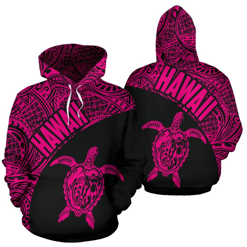 Hawaii HoodieTurtle Mermaid Polynesian Tattoo Pink Unisex Pink - Polynesian Pride