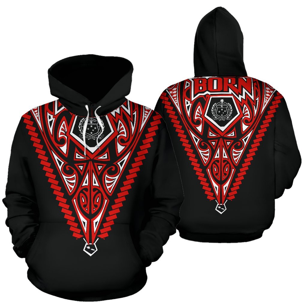 Born Samoa Hoodie Samoa Coat of Arms Polynesian Tattoo Red Unisex Red - Polynesian Pride