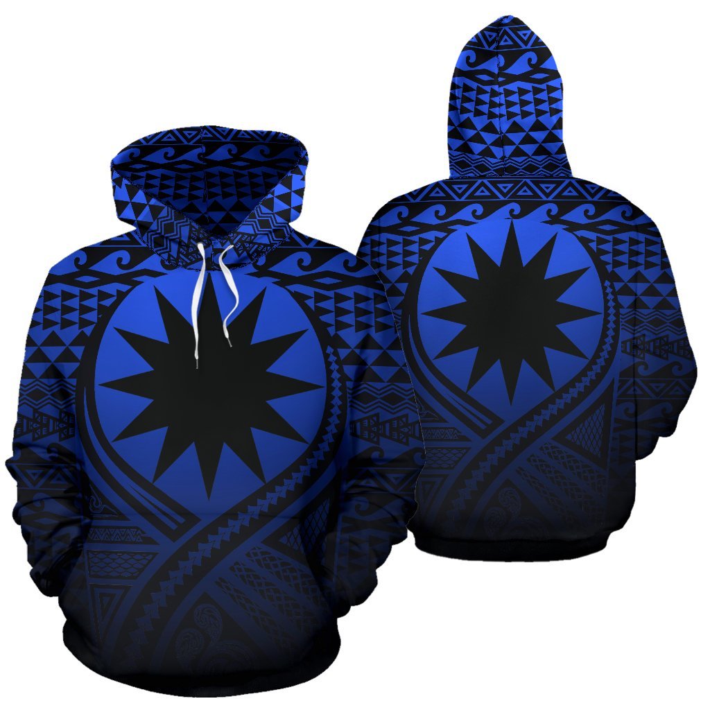 Nauru All Over Hoodie Lift up Blue Unisex Blue - Polynesian Pride