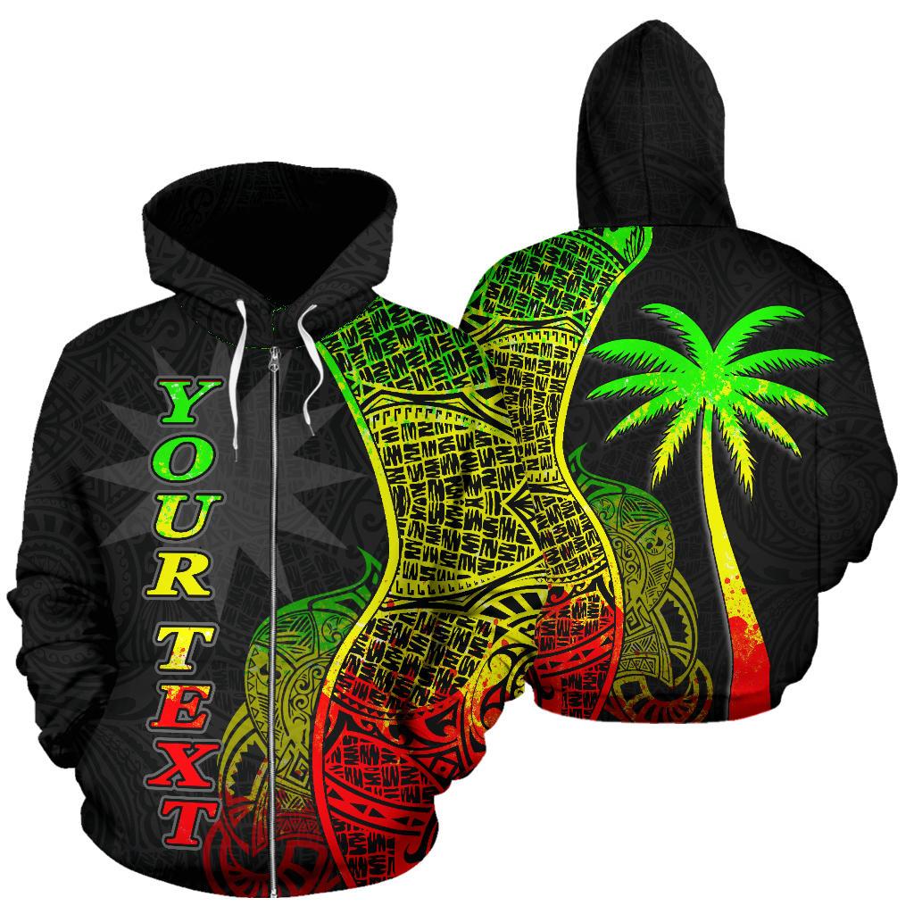 Nauru Polynesian Custom Zip up Hoodie Coconut Reggae Unisex Reggae - Polynesian Pride