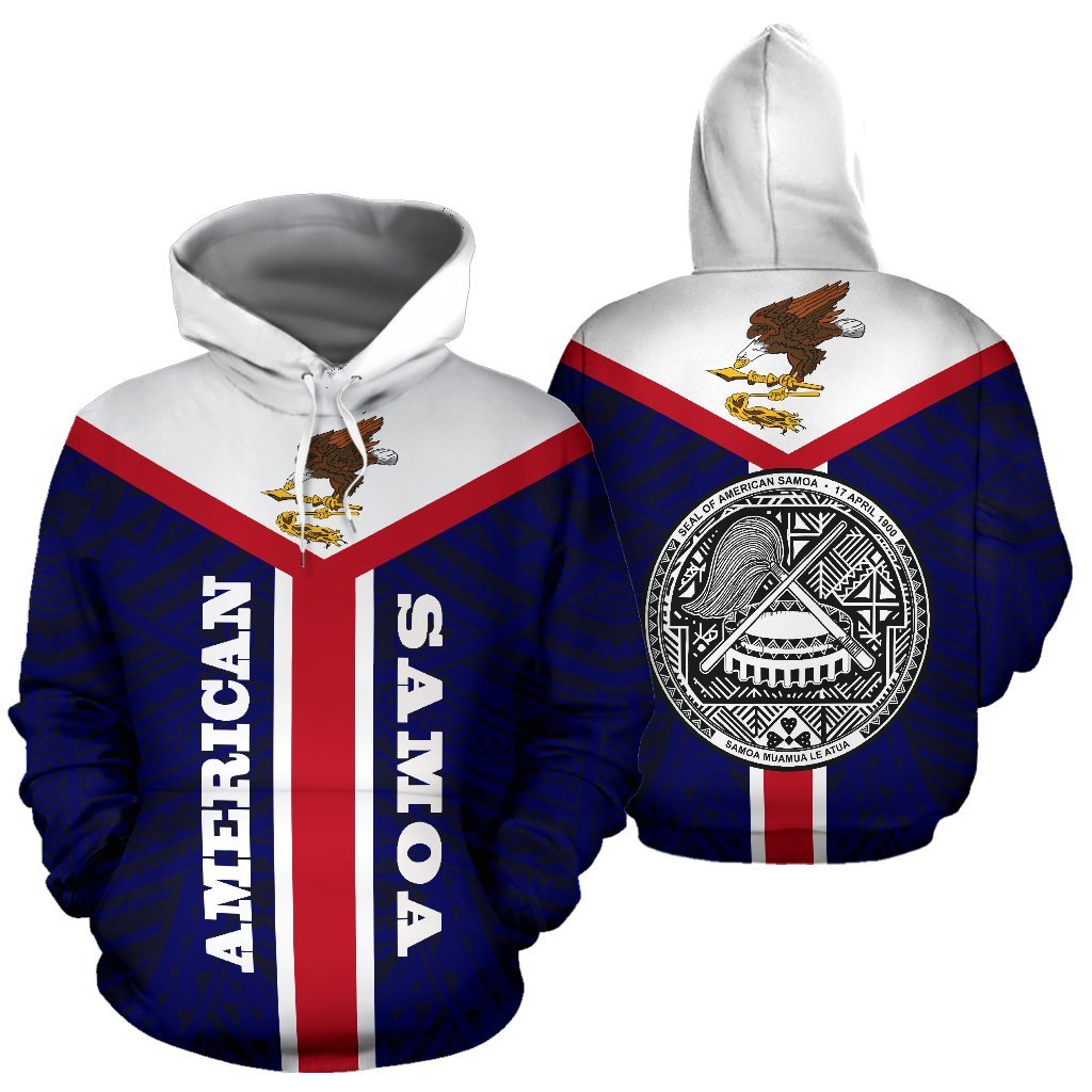 American Samoa Hoodie American Samoa Flag Seal Unisex Blue - Polynesian Pride