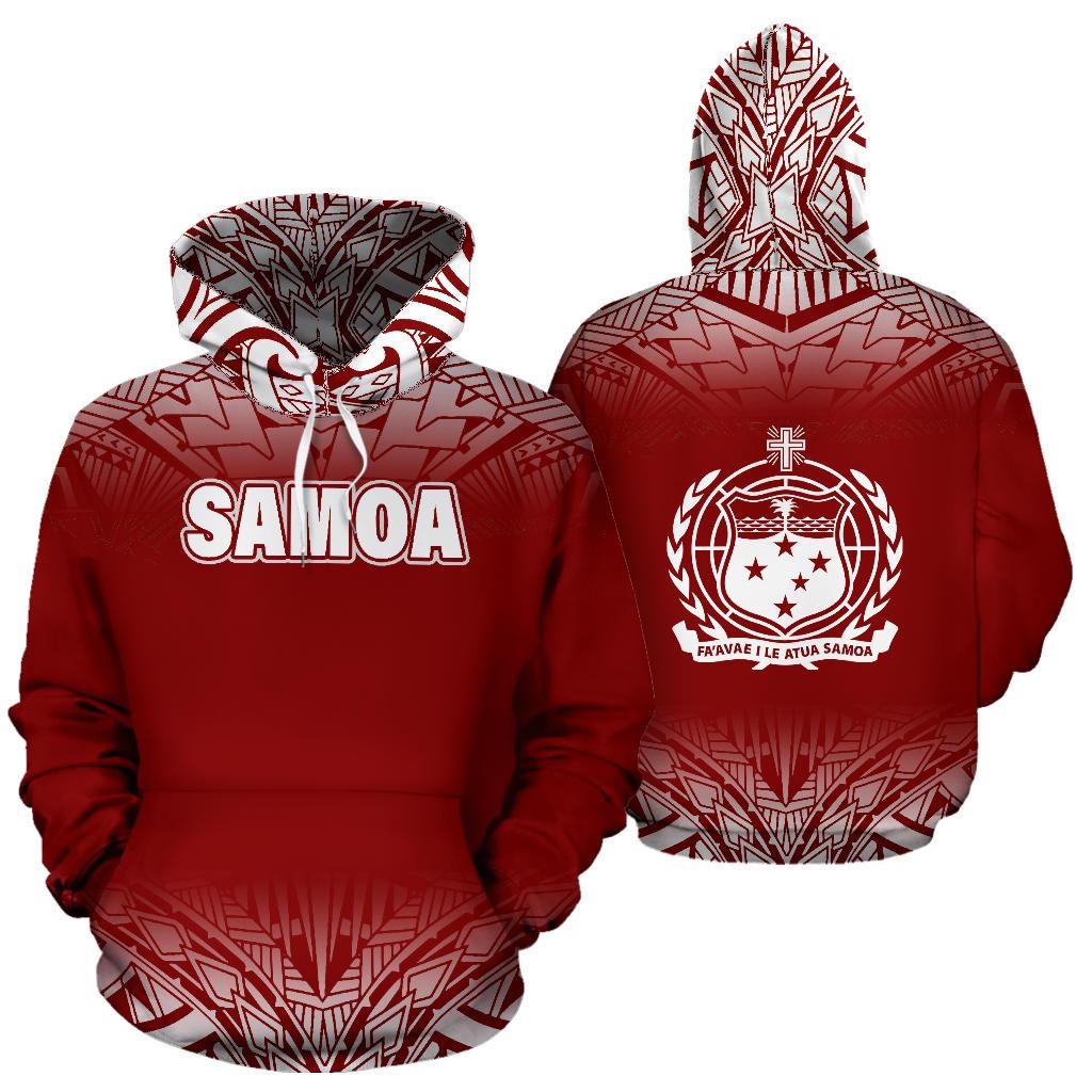 Samoa All Over Hoodie Fog Red Unisex Red - Polynesian Pride