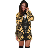 Niue Hoodie Dress - Polynesian Tattoo Gold - Polynesian Pride