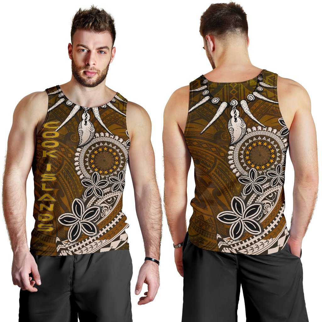 Cook Islands Men Tank Top - Polynesian Boar Tusk Brown - Polynesian Pride