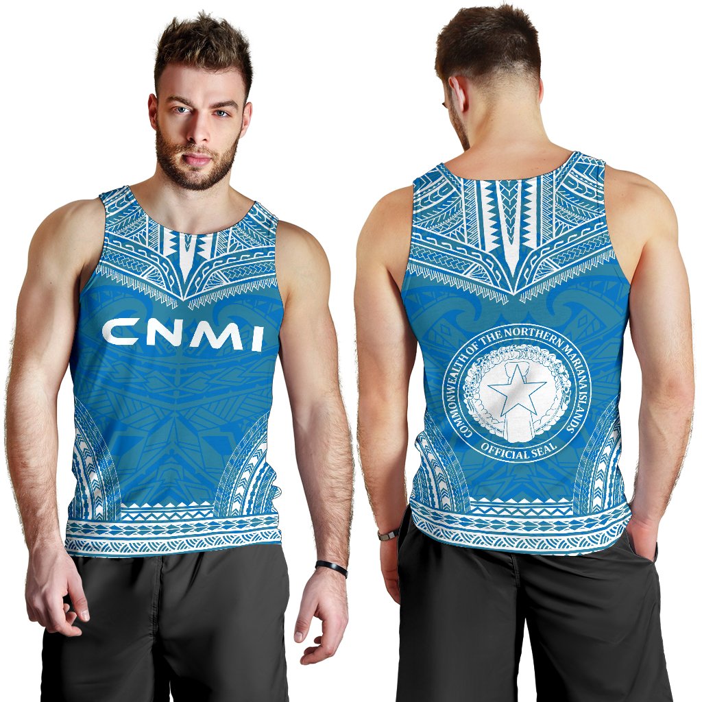 Northern Mariana Islands Men's Tank Top - Polynesian Chief Flag Version - Polynesian Pride
