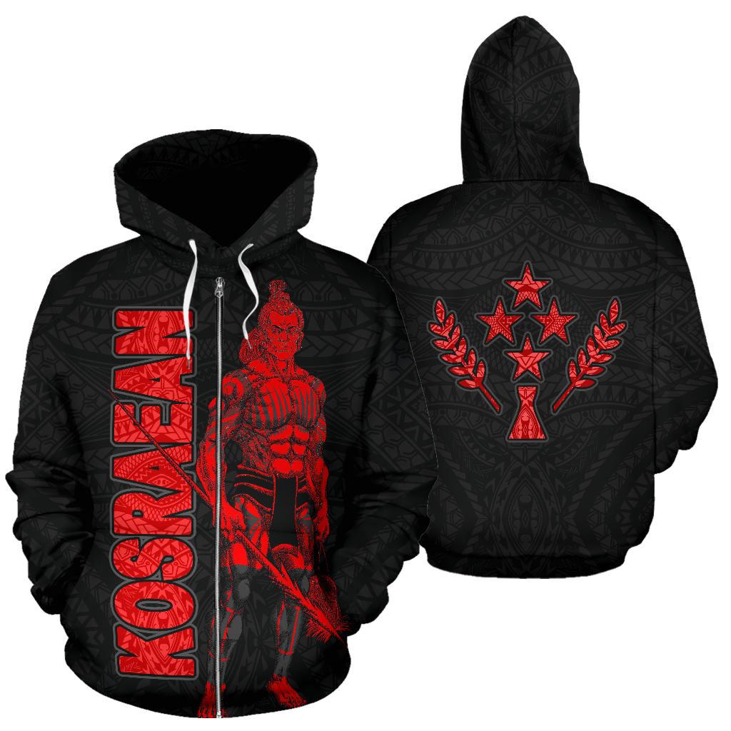 Kosrae Zip up Hoodie Micronesia Kosraean Warrior Red Unisex Red - Polynesian Pride