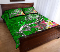 FSM Quilt Bed Set - Turtle Plumeria (Green) - Polynesian Pride