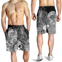 Polynesian Hawaii Custom Personalised Men's Shorts - Humpback Whale with Tropical Flowers (White) - Polynesian Pride