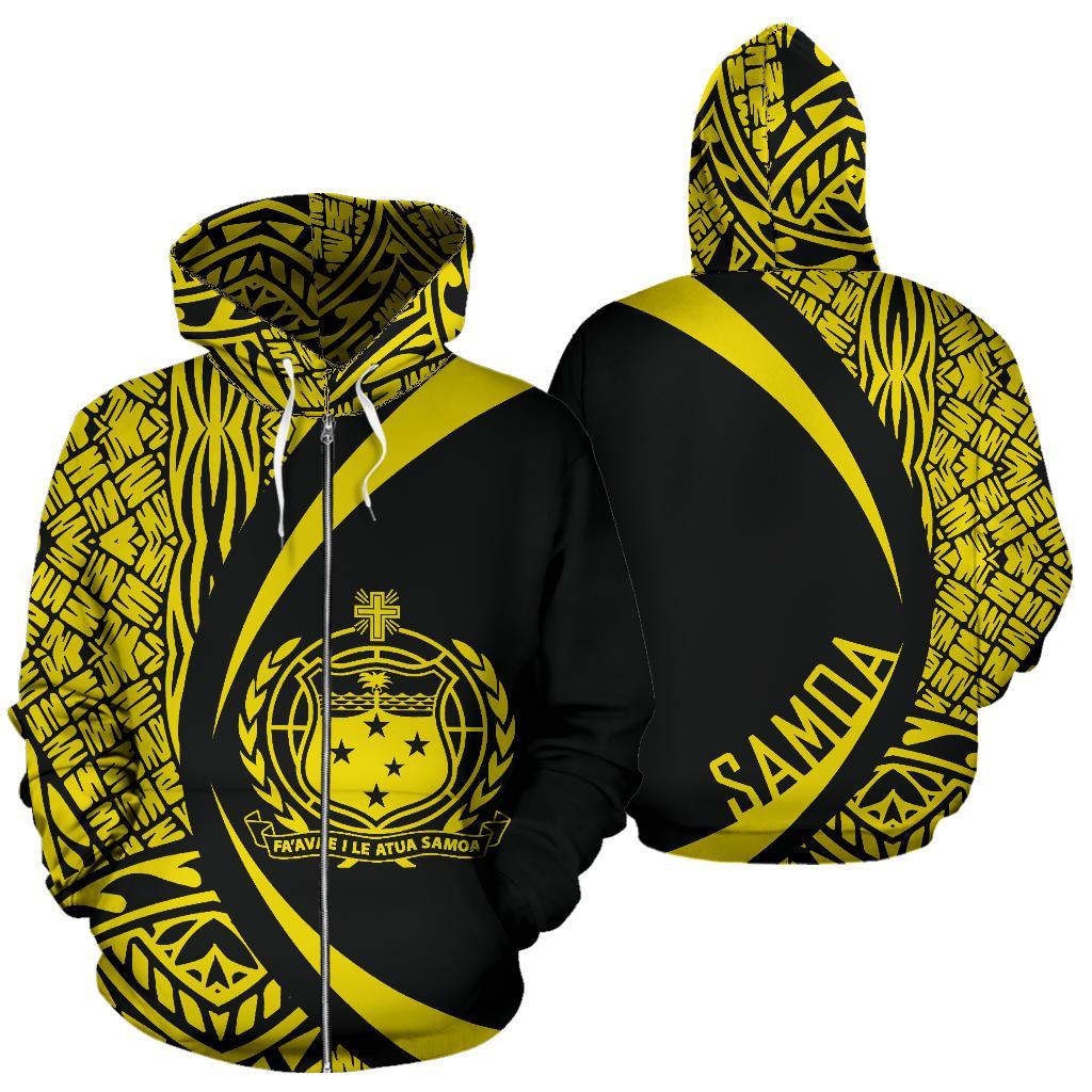 Polynesian Coat of Arms of Samoa Zip Hoodie Yellow Unisex Yellow - Polynesian Pride