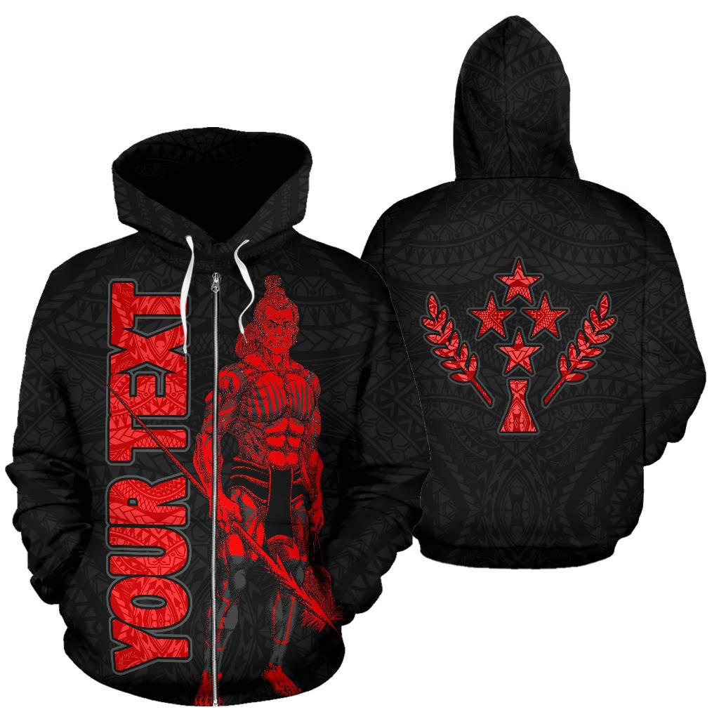 Kosrae Custom Zip up Hoodie Micronesia Kosraean Warrior Red Unisex Red - Polynesian Pride