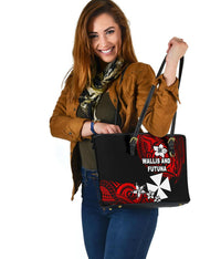 Wallis and Futuna Rugby Small Leather Tote Unique Vibes - Polynesian Pride