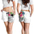 Nauru Polynesian Women's Shorts - Summer Plumeria (White) - Polynesian Pride