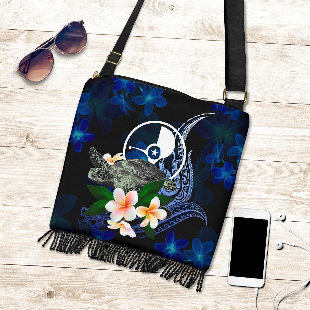 Yap Micronesia Boho Handbag - Turtle With Plumeria Flowers - Polynesian Pride
