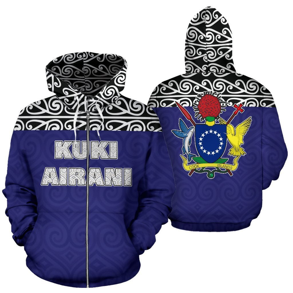 Cook Islands All Over Zip up Hoodie Maori Hoodie Version Unisex White - Polynesian Pride