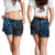 Tonga Polynesian Shorts (Women) - Blue Turtle Flowing - Polynesian Pride