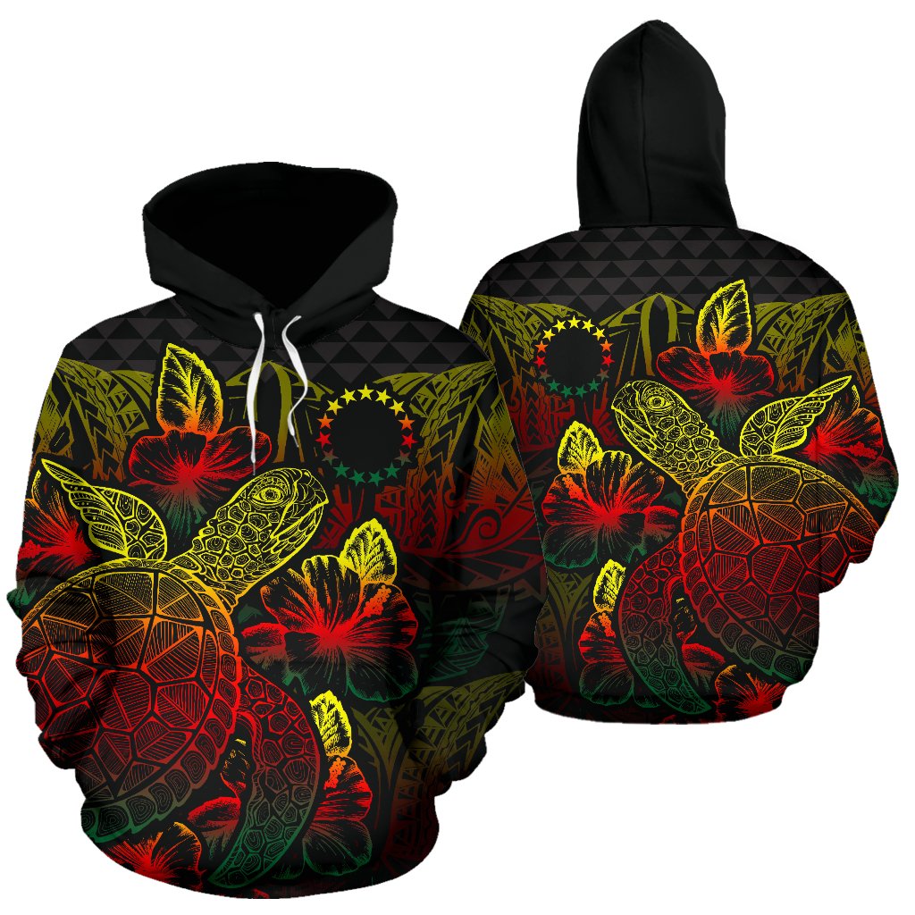 Cook Islands Polynesian Hoodie Turtle Hibiscus Reggae Unisex Reggae - Polynesian Pride