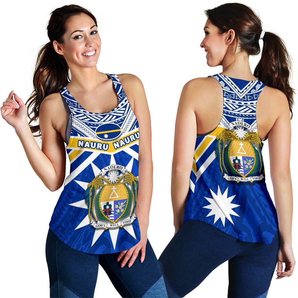 Nauru Rugby Women Racerback Tank Symbol Star Polynesian - Polynesian Pride