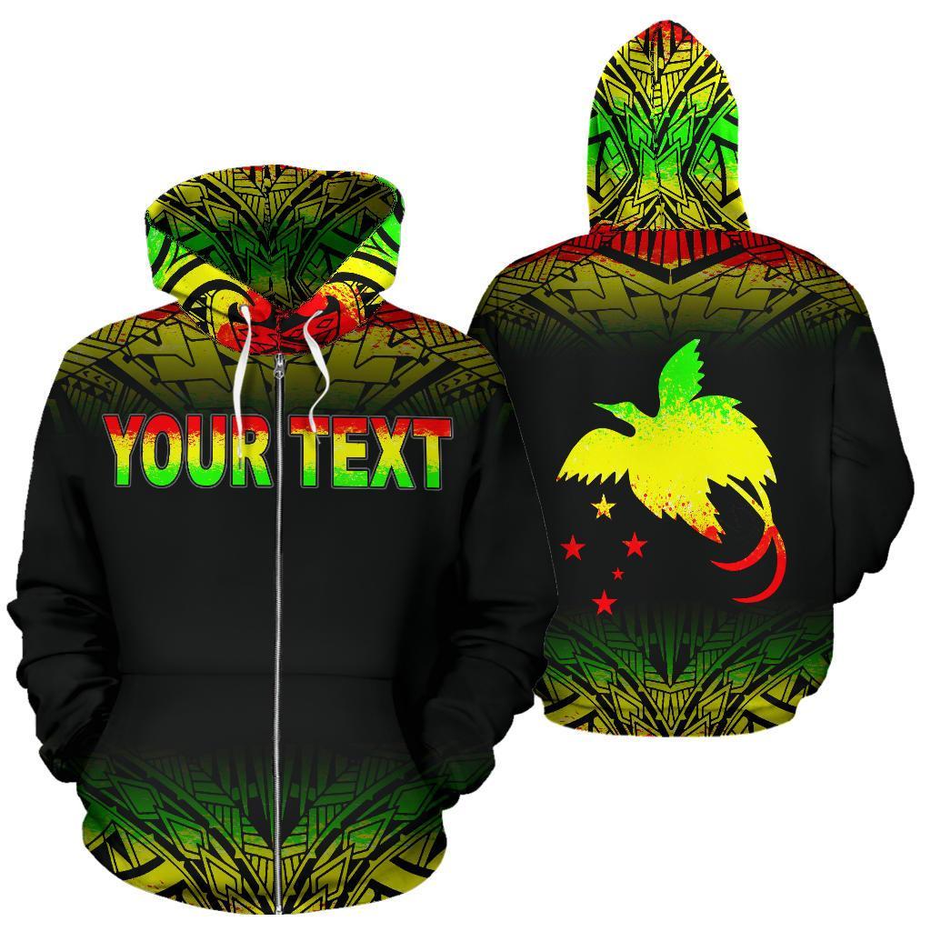 Papua New Guinea Polynesian All Over Custom Zip up Hoodie Reggae Fog Unisex Reggae - Polynesian Pride