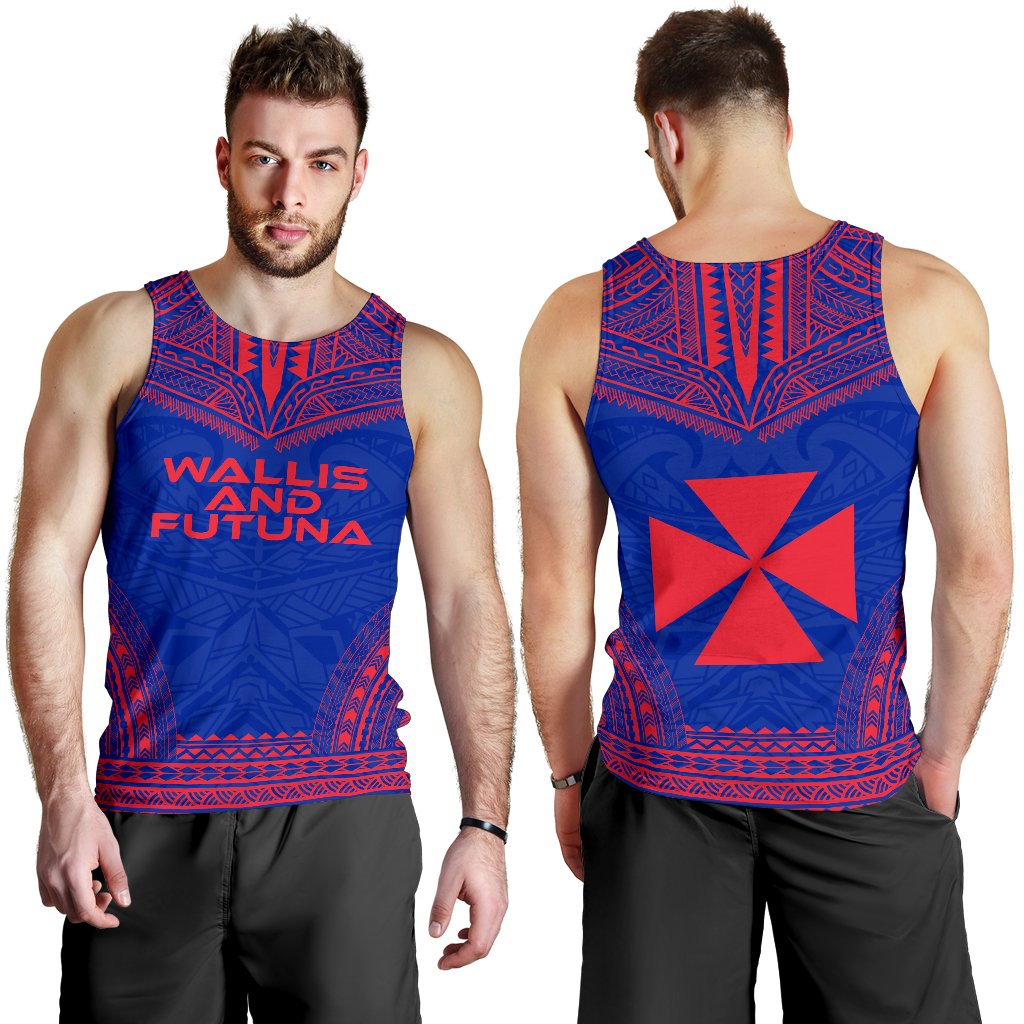 Wallis And Futuna Men's Tank Top - Polynesian Chief Flag Version - Polynesian Pride