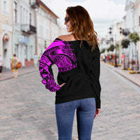 Polynesian Chest Tattoo Off Shoulder Sweater Pink A7 - Polynesian Pride