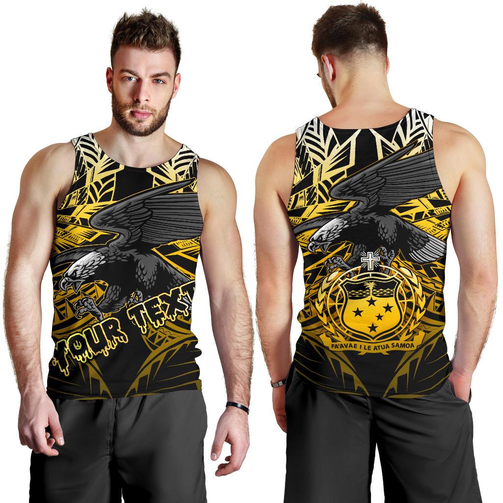 Samoa Polynesian Custom Personalised Men's Tank Top - Eagle Tribal Pattern Yellow Yellow - Polynesian Pride