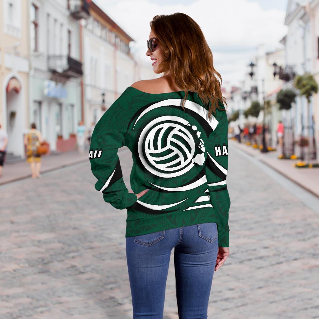 Polynesian Hawaii Women's Off Shoulder Sweater - Volleyball Hawaii Map - Polynesian Pride