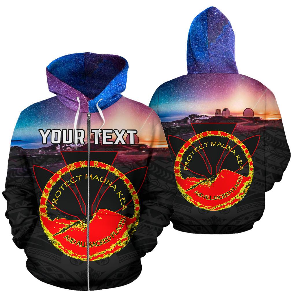 Mauna Kea Custom Zip Hoodie Mauna Kea Panorama Unisex Black - Polynesian Pride