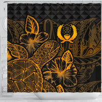Pohnpei Shower Curtain Turtle Hibiscus Gold - Polynesian Pride