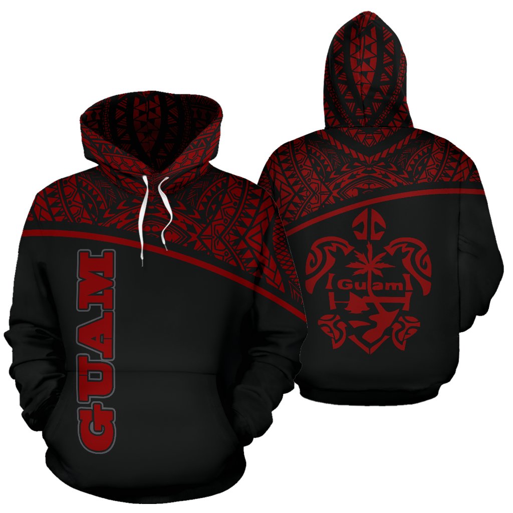 Guam All Over Hoodie Micronesia Curve Red Style Unisex Red - Polynesian Pride