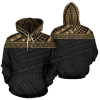 Poly All Over Hoodie Polynesian Gold Black Version Unisex Black - Polynesian Pride