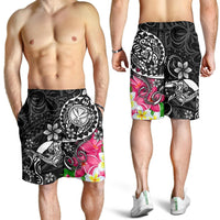 Hawaii Polynesian Men's Shorts - Turtle Plumeria (Black) - Polynesian Pride
