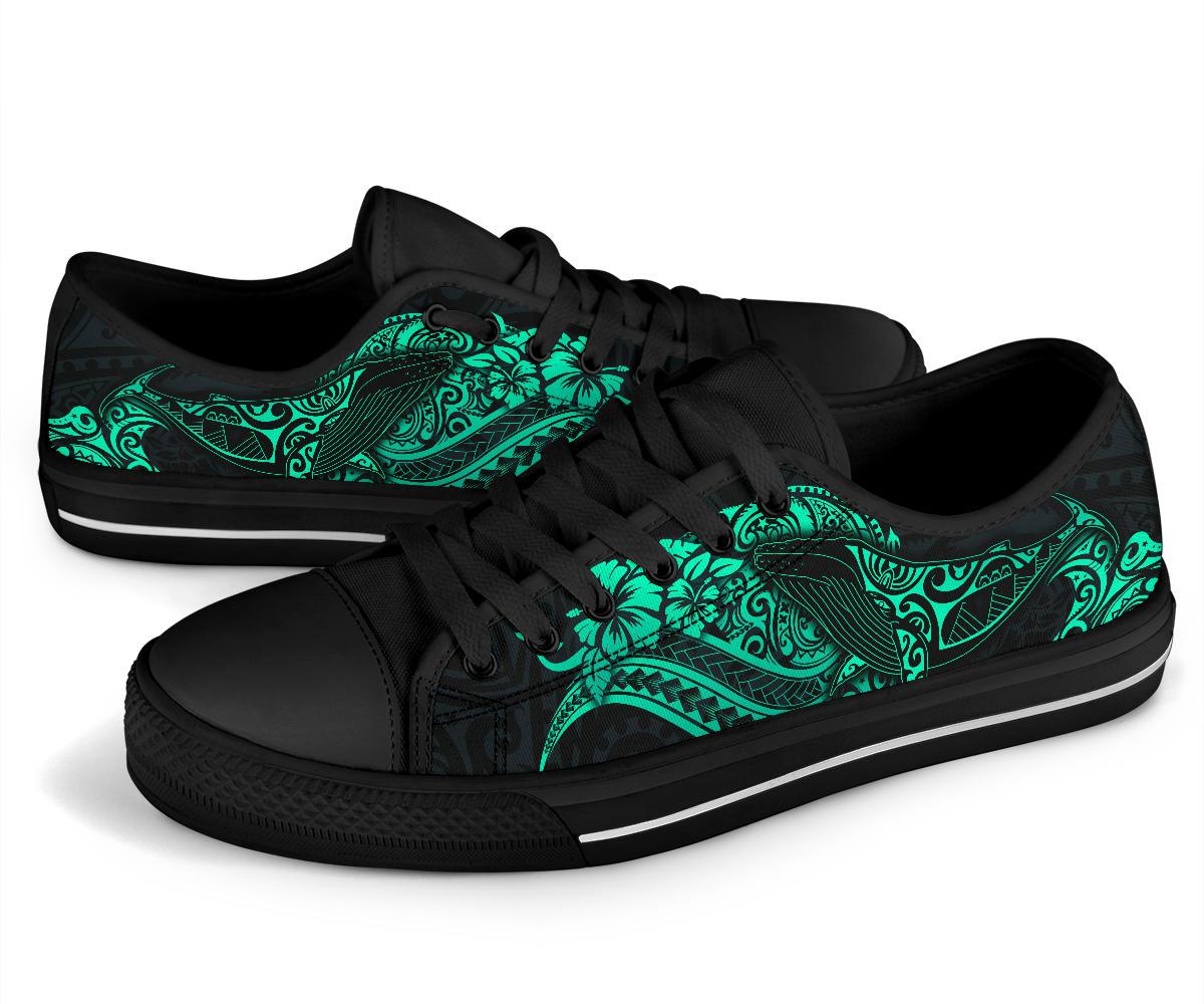 Polynesian Hawaii Low Top Shoes - Polynesian Turquoise Humpback Whale - Polynesian Pride