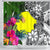 Palau Shower Curtain White - Turtle Plumeria Banana Leaf - Polynesian Pride