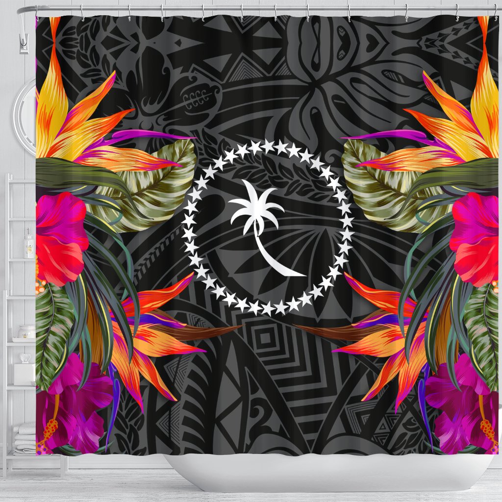 Chuuk Shower Curtain - Polynesian Hibiscus Pattern - Polynesian Pride