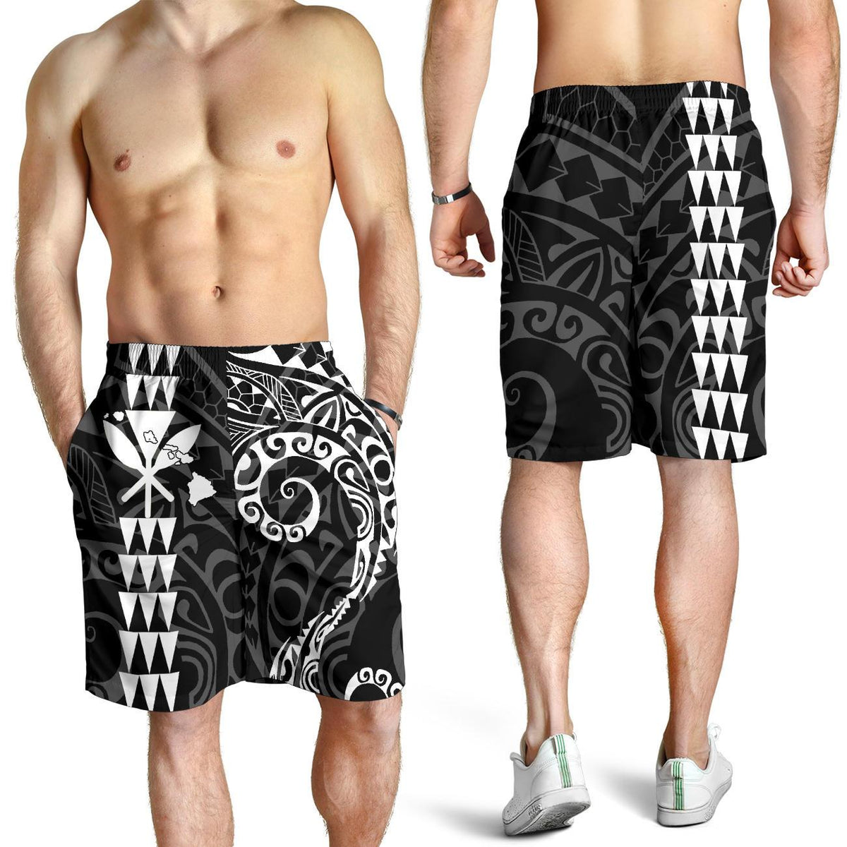 Kanaka Hawaii Map White Polynesian Men's Short - Polynesian Pride