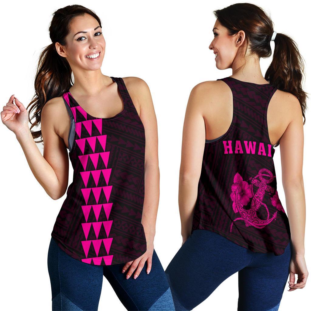 Hawaii Kakau Polynesian Anchor Women's Racerback Tank - Pink Pink - Polynesian Pride