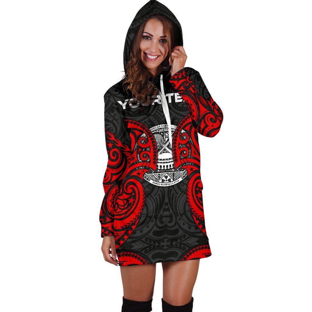 American Samoa Polynesian Custom Personalised Women's Hoodie Dress - American Samoan Spirit - Polynesian Pride