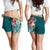 Tahiti Polynesian Women's Shorts - Summer Plumeria (Turquoise) - Polynesian Pride