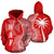 Wallis and Futuna Polynesian Zip up Hoodie Coconut Tree Red and White Unisex Red - Polynesian Pride