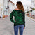 Polynesian Hawaii Women's Off Shoulder Sweater - Green Turtle Tribal - Polynesian Pride