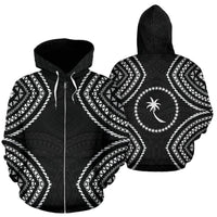 Chuuk Zip up Hoodie Micronesia Black Warrior Style Unisex Black - Polynesian Pride