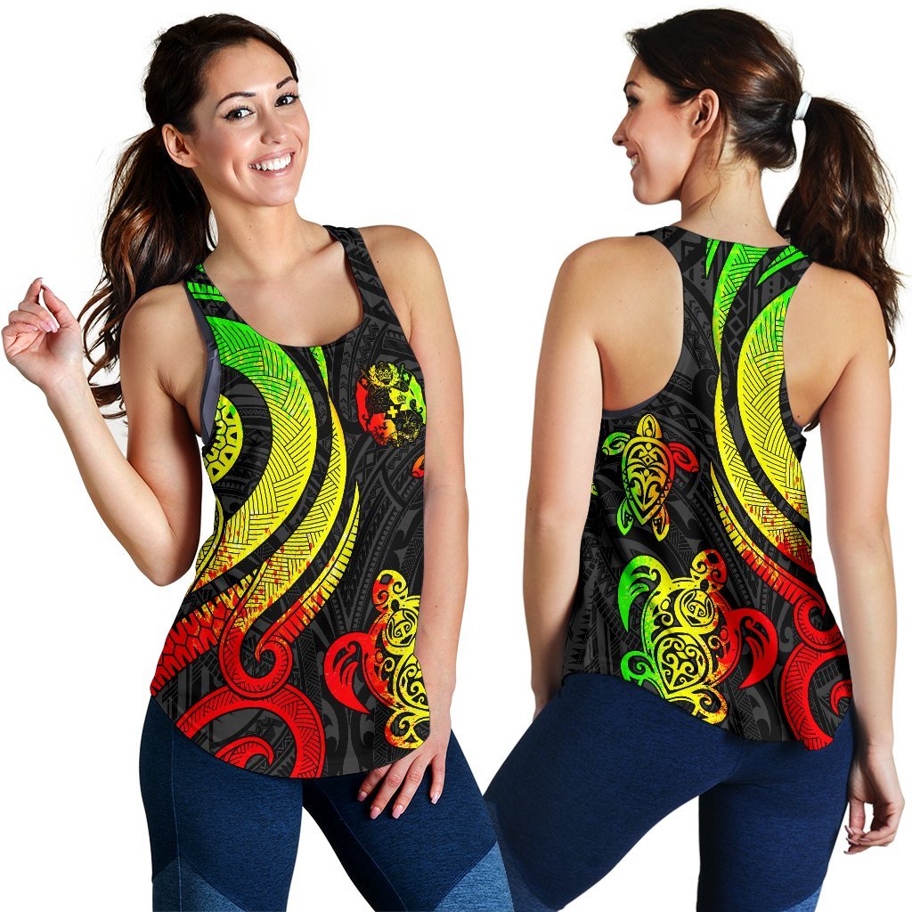 Tonga Polynesian Women Racerback Tank - Reagae Tentacle Turtle Art - Polynesian Pride