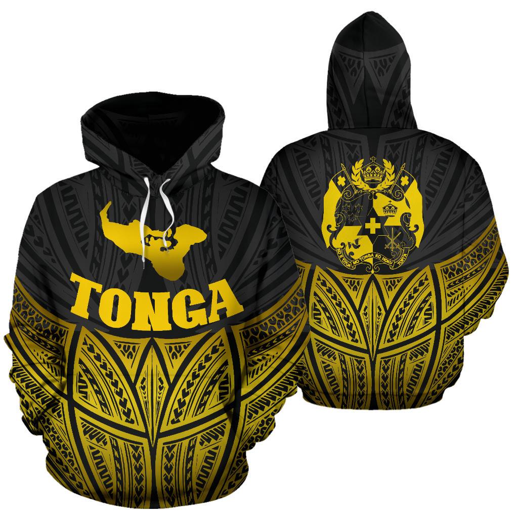 Tonga Polynesian Hoodie Gold Pride Map nd Seal Unisex Gold - Polynesian Pride