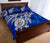 Tonga Polynesian Quilt Bed Set - Tonga Coat Of Arms & Blue Turtle Hibiscus - Polynesian Pride