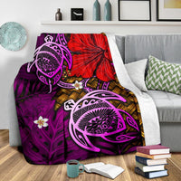 Hawaii Lauhala Hibiscus Polynesian Tropical Pink Premium Blanket - Wake Style - AH - Polynesian Pride
