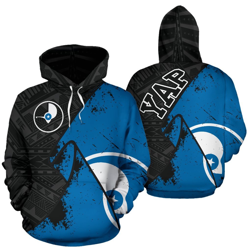 Yap Special Grunge Flag Pullover Hoodie 0 Unisex Black - Polynesian Pride