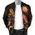 Nauru Polynesian Men's Bomber Jacket - Turtle With Blooming Hibiscus Gold - Polynesian Pride