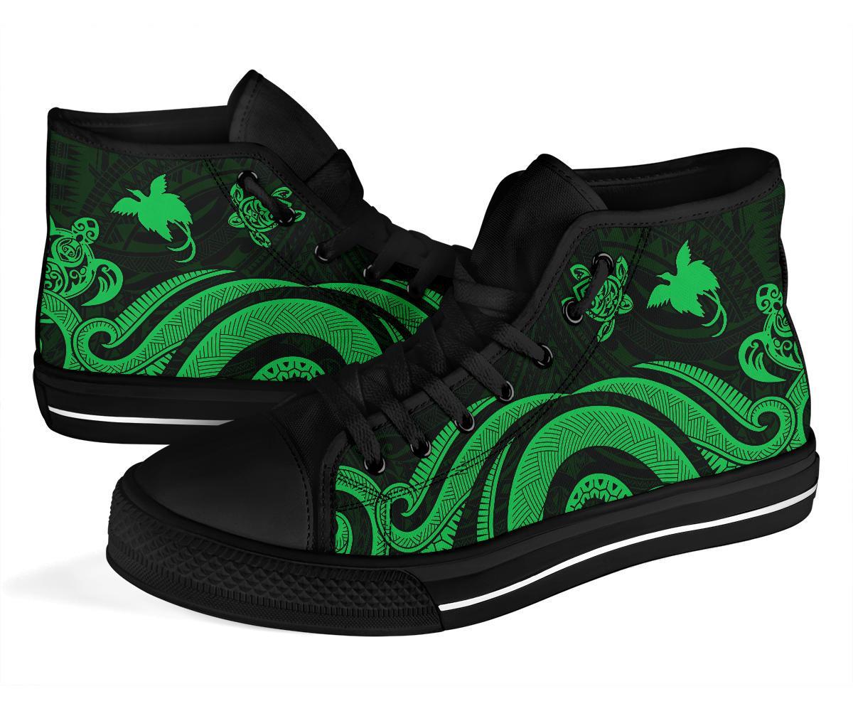 Papua New Guinea High Top Canvas Shoes - Green Tentacle Turtle - Polynesian Pride